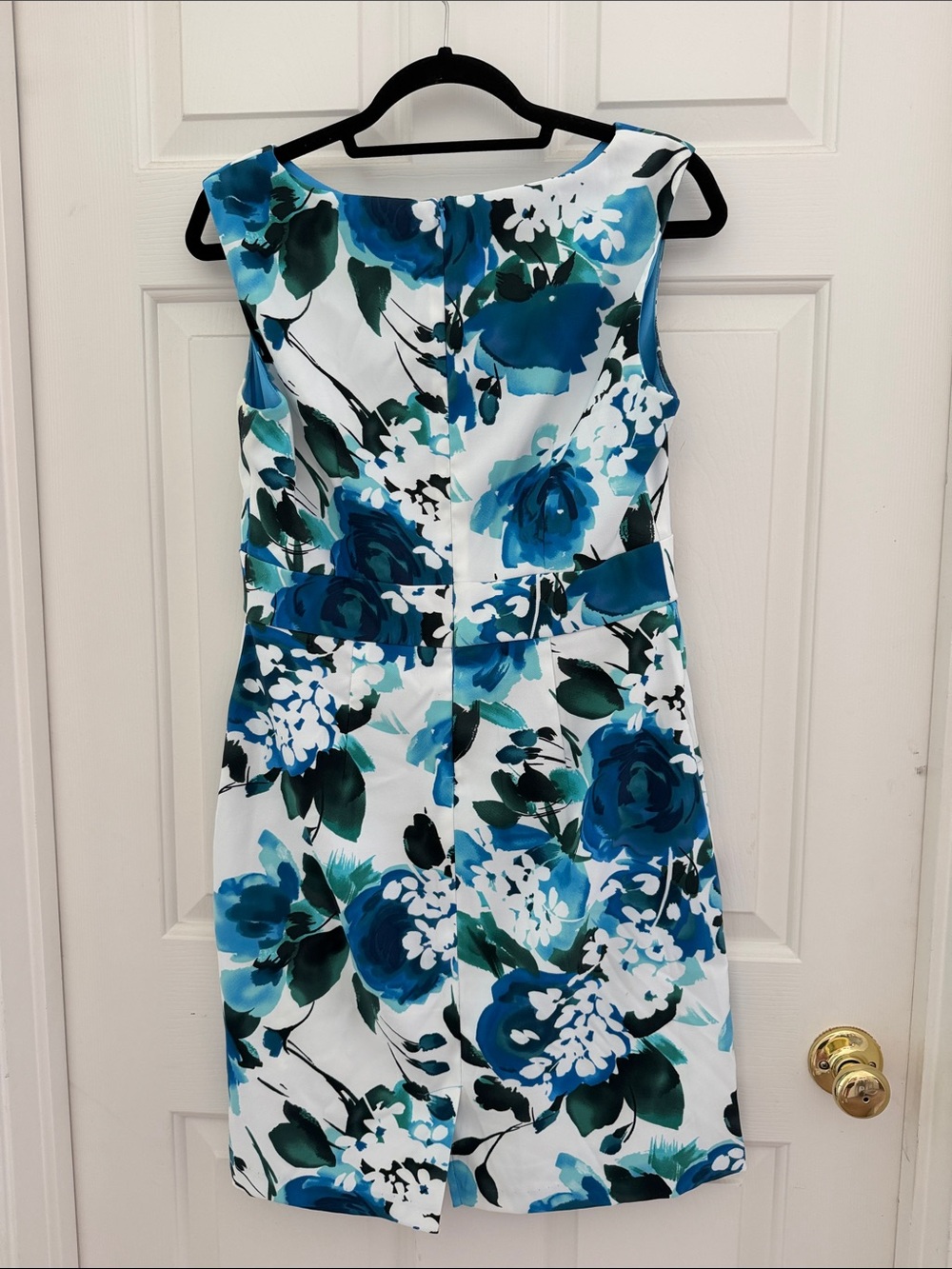 Dress Barn White Midi Dress with Blue Floral Print - Picture 2 of 2